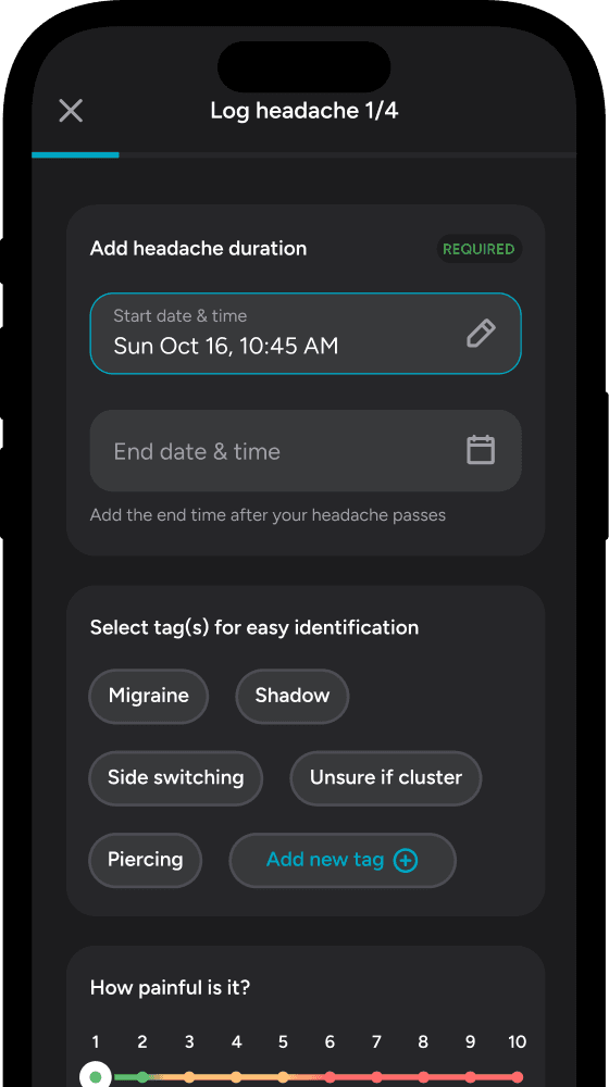 Quickly log your headache details
